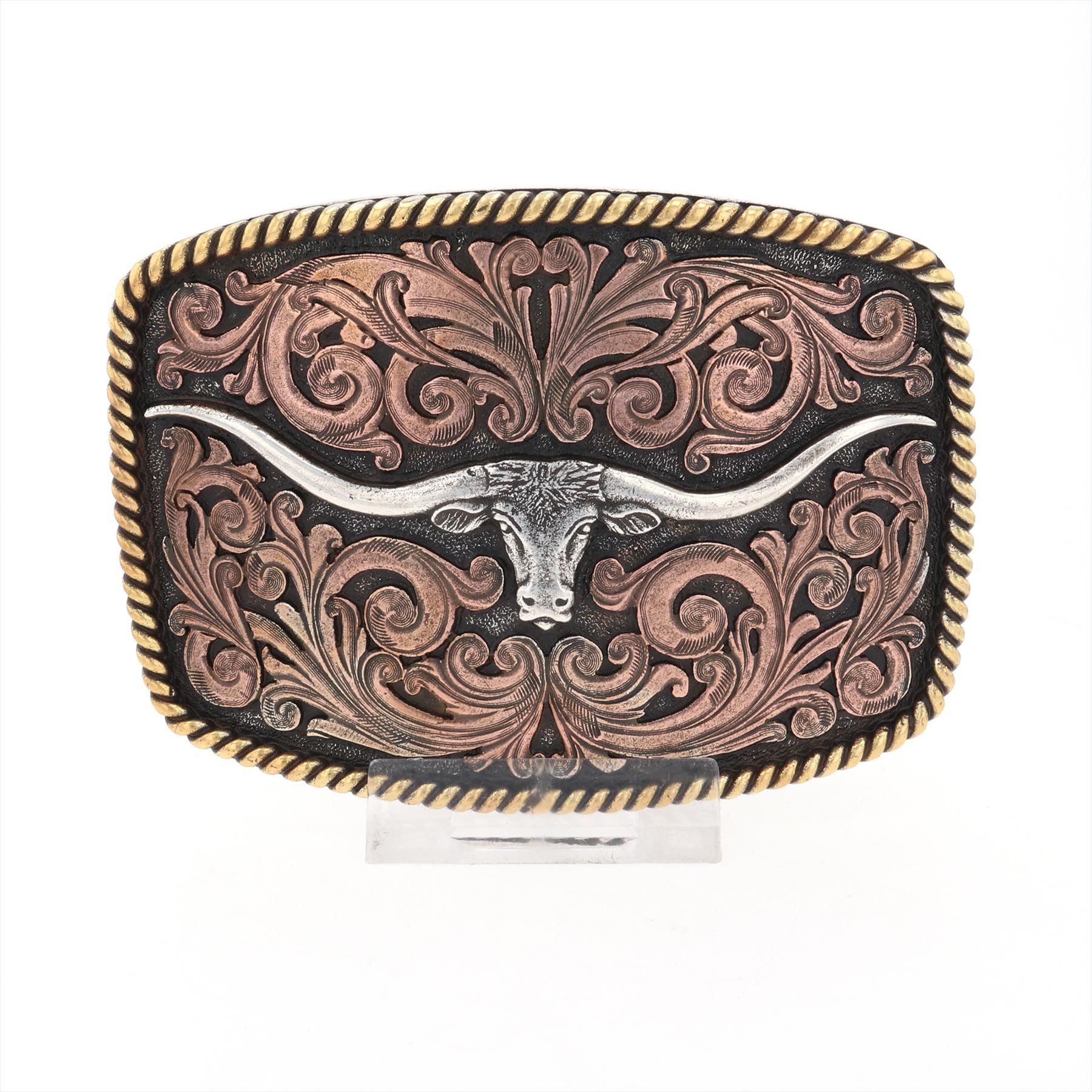 Tri-Color Texas Longhorn Attitude Buckle | Montana Silversmiths